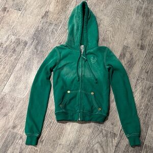 True Religion Teal Zip-Up Hoodie